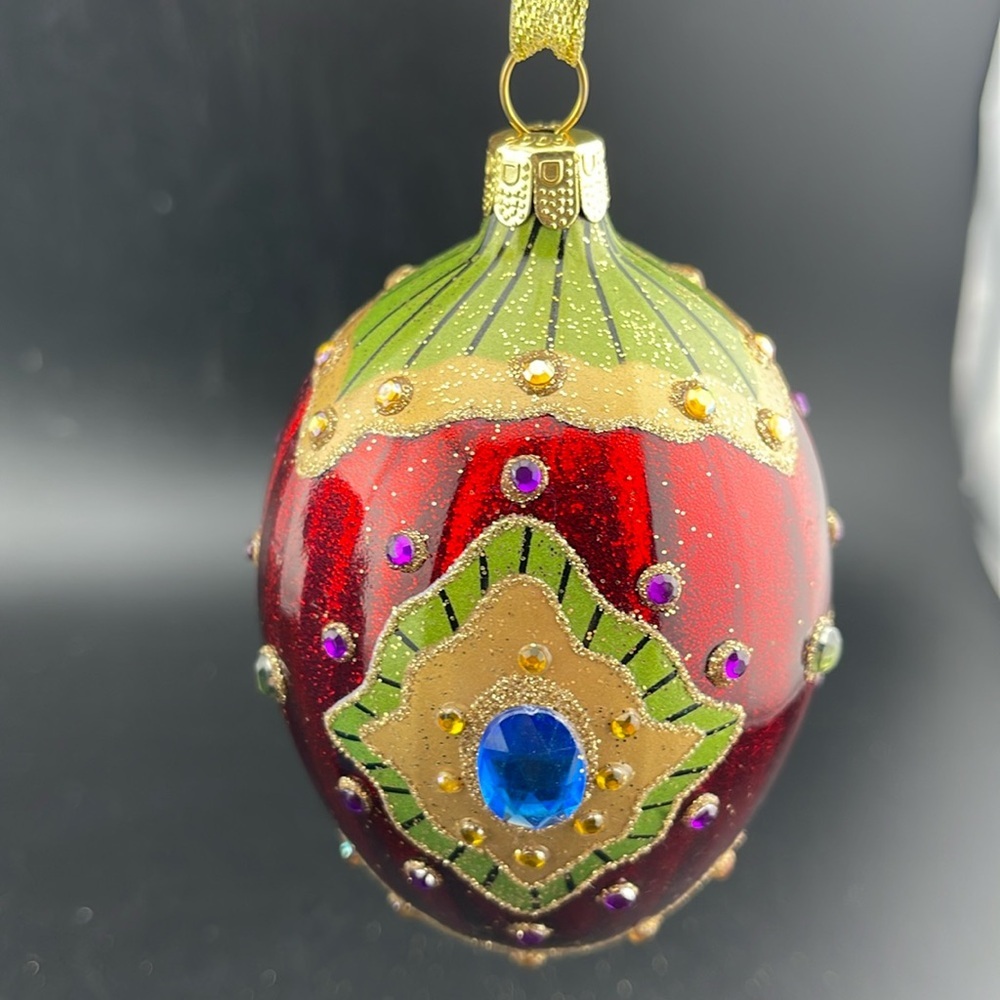 Joan Rivers Glass Egg Christmas Ornament